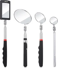BBTO 4 Pieces Telescoping Inspection Mirror Telescoping LED Lighted Flexible Ins