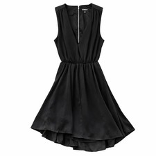 EXPRESS Little Black Mini Dress Women’s Size 2 Plunge V-neck Back Cut-out Party 