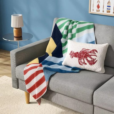 Pieced Stripe Throw Blanket - Room Essentials New 60'' X 50''