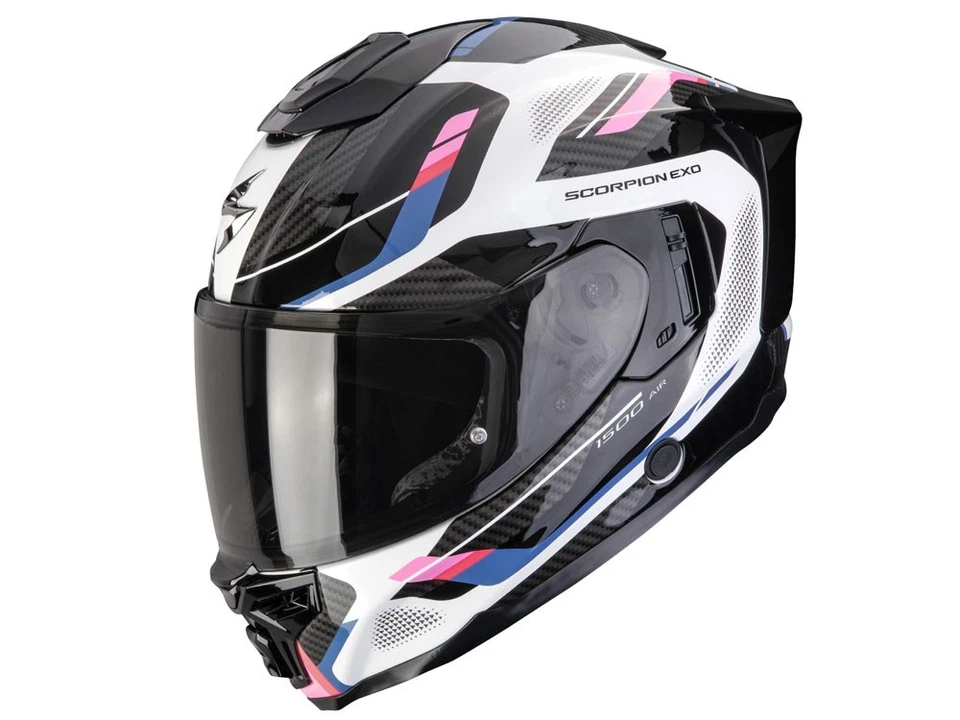 Scorpion Exo 1500 Air Sleek Casque Intégral Moto Fibres de Verre Noir/Rose Blanc - Photo 1/1