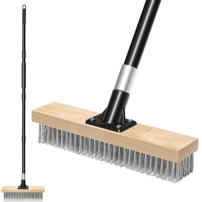 Stainless Steel Wire Scrub Brush with Long Handle, Heavy Duty Stiff Metal Bro...
