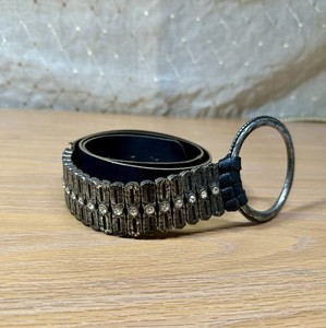 Antoniazzi Firenze Black Leather Concho Belt With Rhinestones display picture 3