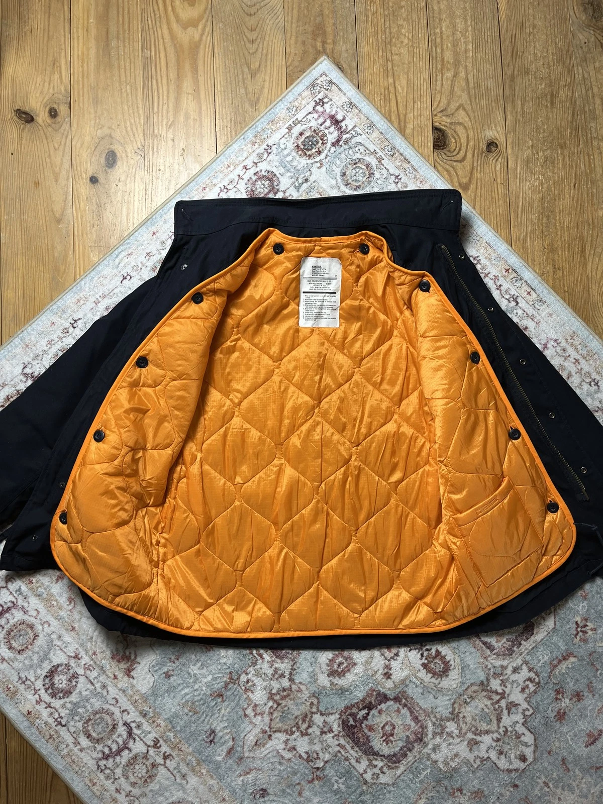 Alpha Industries M-65 Field Jacket Mens M Navy Blue Orange Quilted Liner Hood - product detail image 10