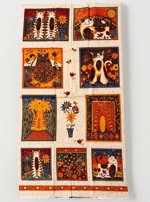 Makower Fancy Cats Panel - Curated Quilt Kit- Henry Glass, Red Rooster, Batik