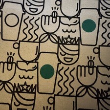 Starbucks 17 Canvas Travel Tote Bag Waterproof Lining Siren Coffee Mug Cup Print