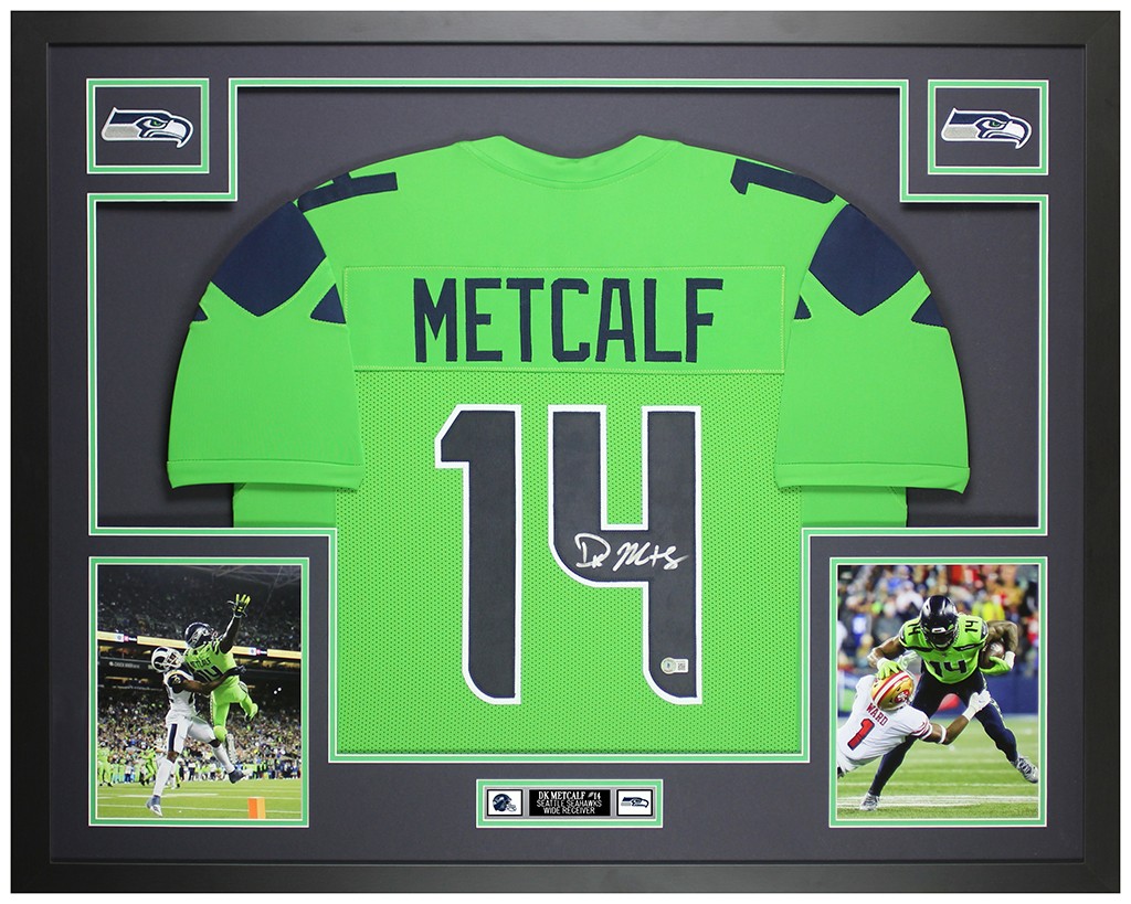 DK Metcalf Autographed & Framed Green Seattle Jersey Auto Beckett COA