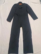 Red Kap Coveralls Men's 36 RG Black Polyester Collared Mechanic Uniform