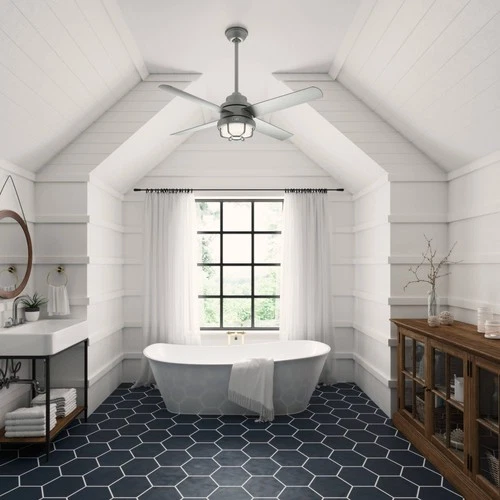 54" Hunter Searow Silver WeatherMax Wet Rated Fan with Wall Control - Picture 5 of 10