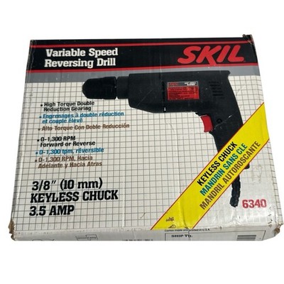 SKIL 6340 Variable Speed Reversing Drill 3/8  Corded Tested Works