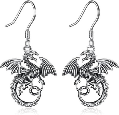 925 Sterling Silber Drachen Ohrhänger Schmuck Geschenk für Frauen Mädchen