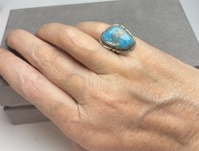 Native American Sterling Silver Turquoise Ring Sz5.5 Signed