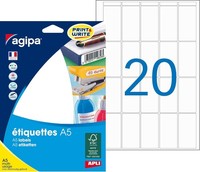 Agipa Universal Etiketten 25 X 48,5 Mm Weiß 320 Etiketten