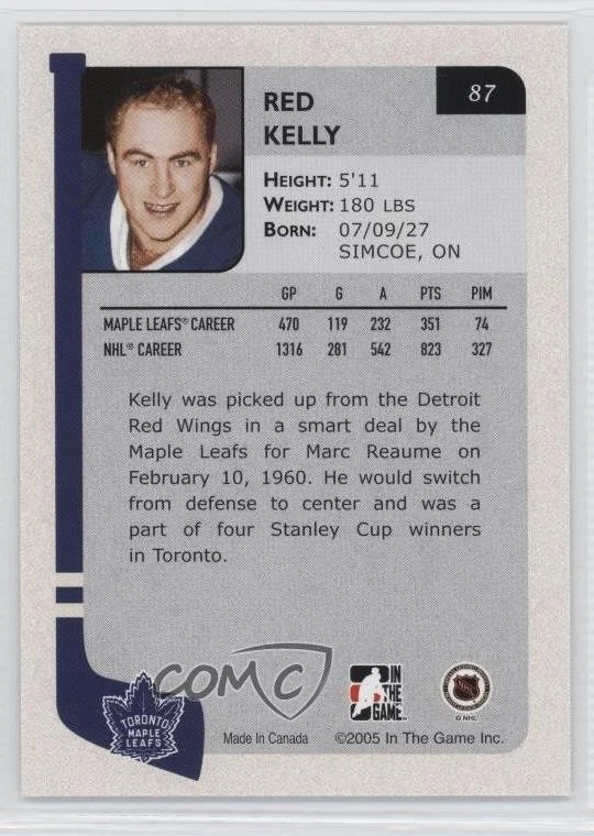 2004 ITG Franchises Canadian Edition The Big One (Vancouver) /10 Red Kelly HOF - Image 2 of 2