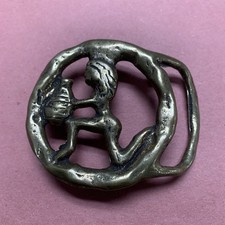Brass Zodiac Aquarius Horoscope Astrology Vintage Belt Buckle