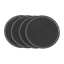2.56" Diameter PU Leather Hat Patches, 30 Pcs Round, Black