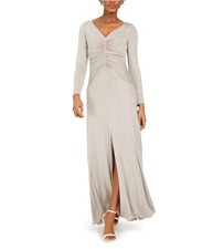 Eliza J Womens Glitter Gown Dress, beige, 10