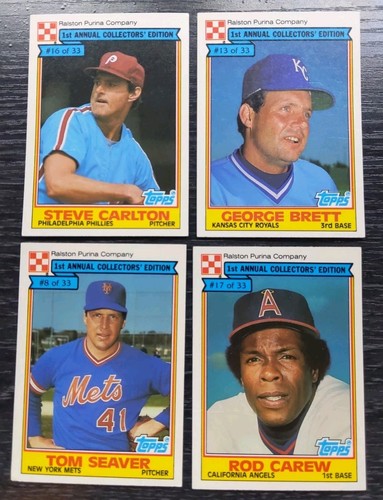 1984 Topps Ralston Purina Rod Carew Steve Carlton Tom Seaver George Brett (4)  - Afbeelding 1 van 6