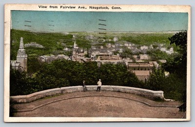 Naugatuck, CT Fairview Ave View 1922 Posted Postcard M.P.B. New Process Chrom