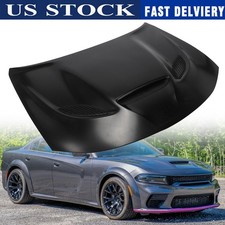 For 2015-2023 Dodge Charger Hellcat Srt Style Aluminum Hood W 3 Vented Bezels For 2015-2023 Dodge Charger Hellcat Srt Style Aluminum Hood W 3 Vented Bezels
