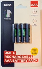 Trust USB-C rechargeable AAA batteries x 4 ideal for Pocket Operator, Head-torch