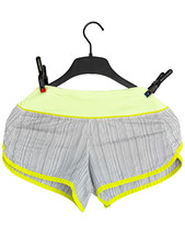 Lululemon Speed Up Run Shorts Size 4 Gray Neon Yellow Stripe EUC Zip Pocket