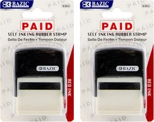 BAZIC Paid Self Inking Rubber Stamp (Red Ink), Stamp Impression Size 1.41" x 0.
