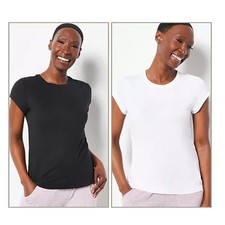 Anybody Women Set of 2 Top 3X Brushed Jersey Tees T-Shirts Black White A474378