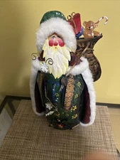 Metal Christmas Santa Claus 18.5" Tree Topper or Shelf Sitter