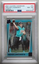 2021 Panini Clearly Donruss Rated Rookie Purple Trevor Lawrence #51 PSA 8 0x6n