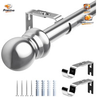 Gardinenstange Ausziehbar 76-369Cm Metall Edelstahl Silber 1-LäUfig FüR
