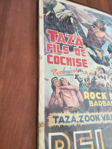 *RARE* Taza Son of Cochise - Rock Hudson - Original Poster Belgium 1954 22x14 - Picture 7 of 8