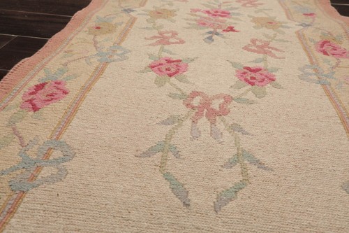 Vintage Soumac Runner Hand Knotted Wool Traditional Area Rug Beige 2'7” x 12' - Picture 6 of 7