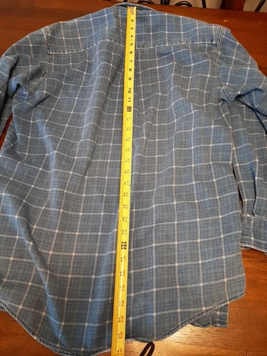 Wrangler 20X FR Long Sleeve Button Shirt Men's Blue Plaid pocket work shirt - Picture 15 of 17