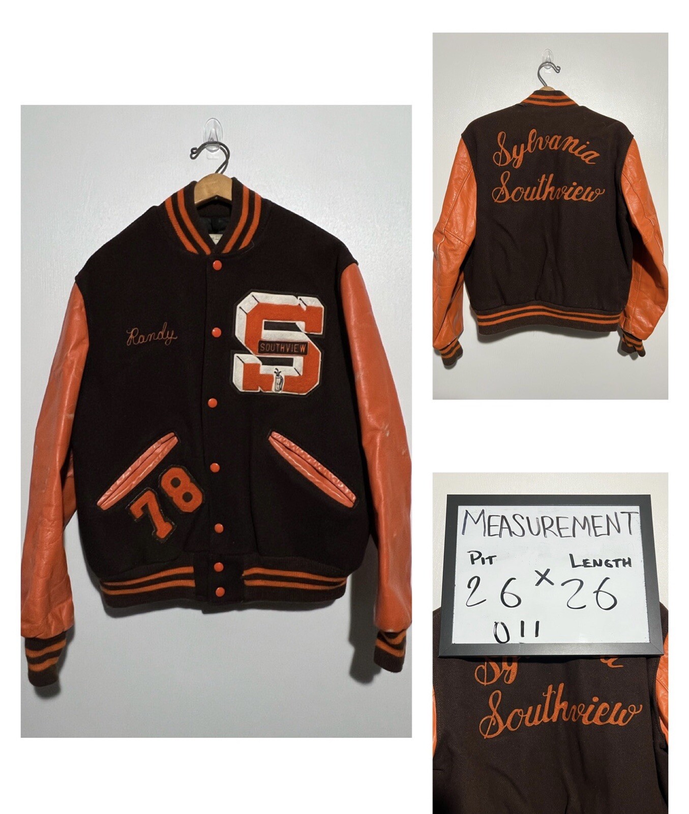Vintage DeLong Sportswear 70s Varsity Letterman Jacket Wool Leather Chain Stitch