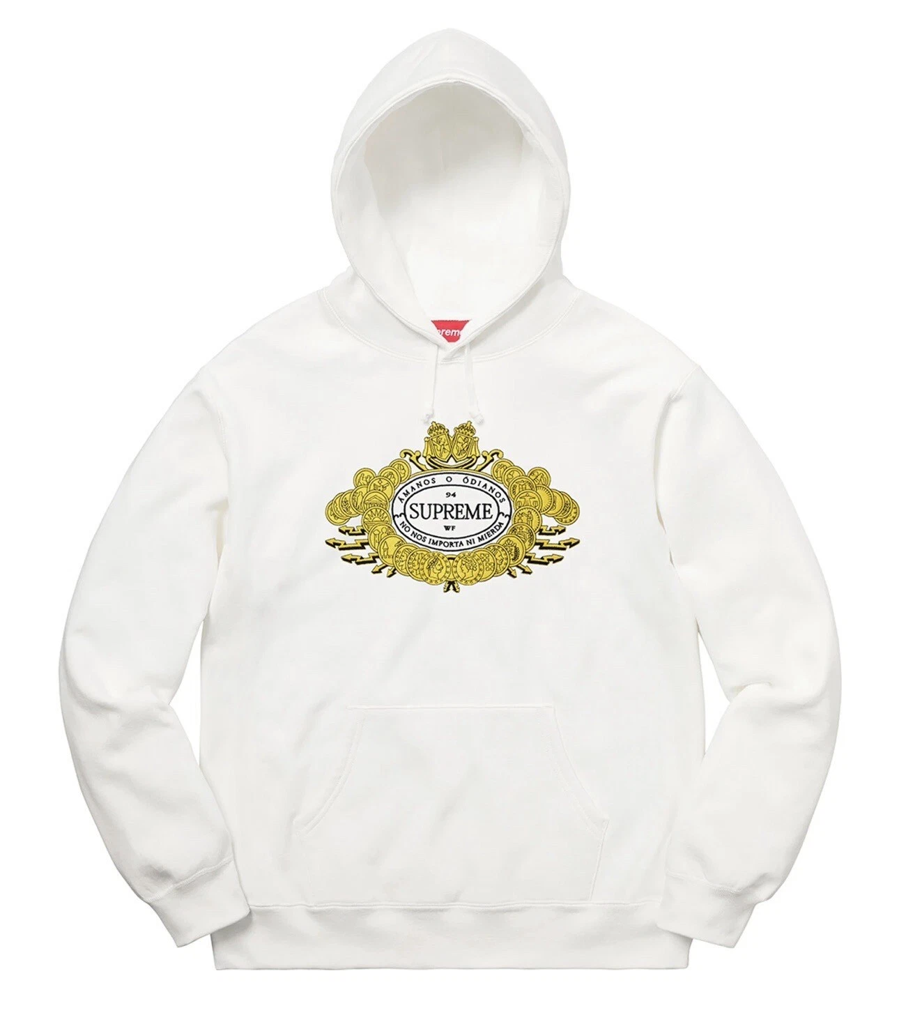Sweat à capuche Supreme Love or Hate taille L blanc à capuche FW18 neuf DS