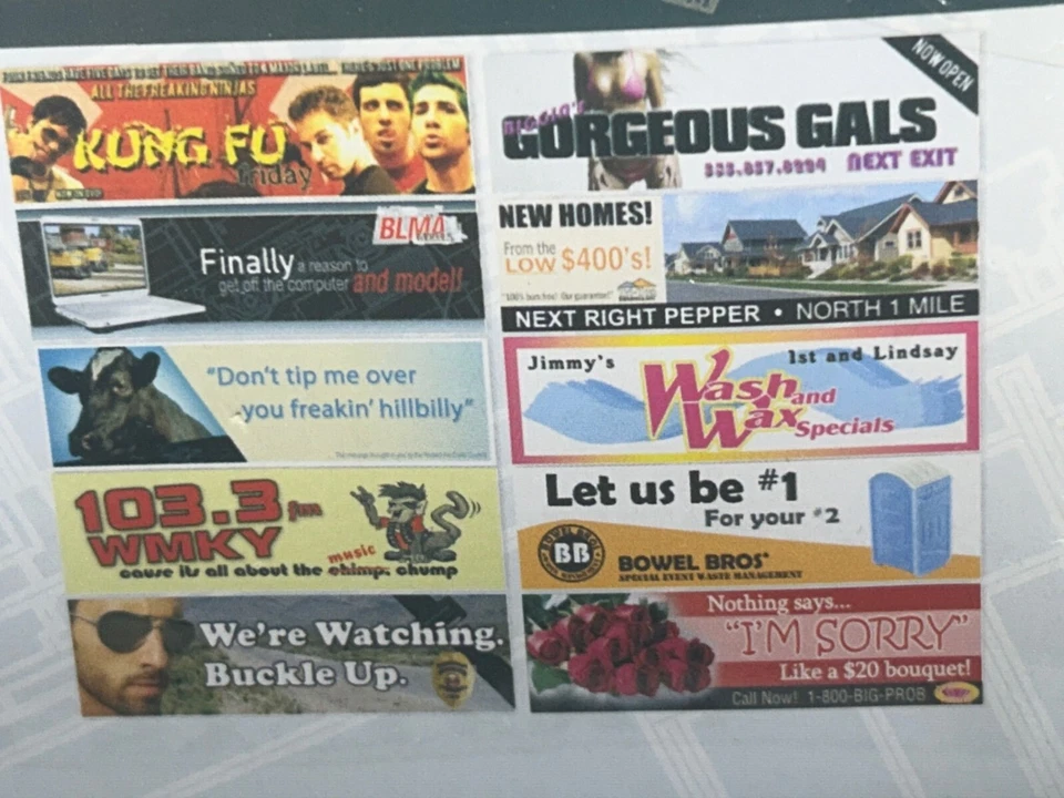 MODERN TWO-SIDED ROADSIDE BILLBOARD w/SIGNAGE - N Scale BLMA BUILT - NEW OOP - Image 3 of 4