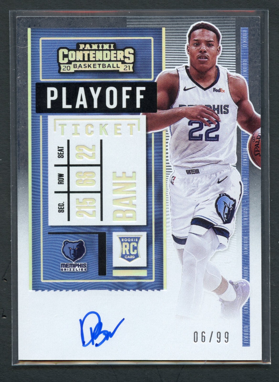 /99 Desmond Bane Playoff Ticket Rookie Auto Contenders RC 2020-2021 Panini