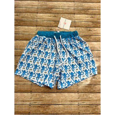 NWT Smocked Sweets Blue Monkey Knit Shorts Size 10 (fits like 7/8)
