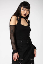 NWT KILLSTAR UR PUNK Size S Goth Alt Fishnet Mesh Long Sleeved Off Shoulder Top