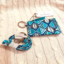 Vera Bradley Zip ID Lanyard Set Go Fish Blue NWT Work School