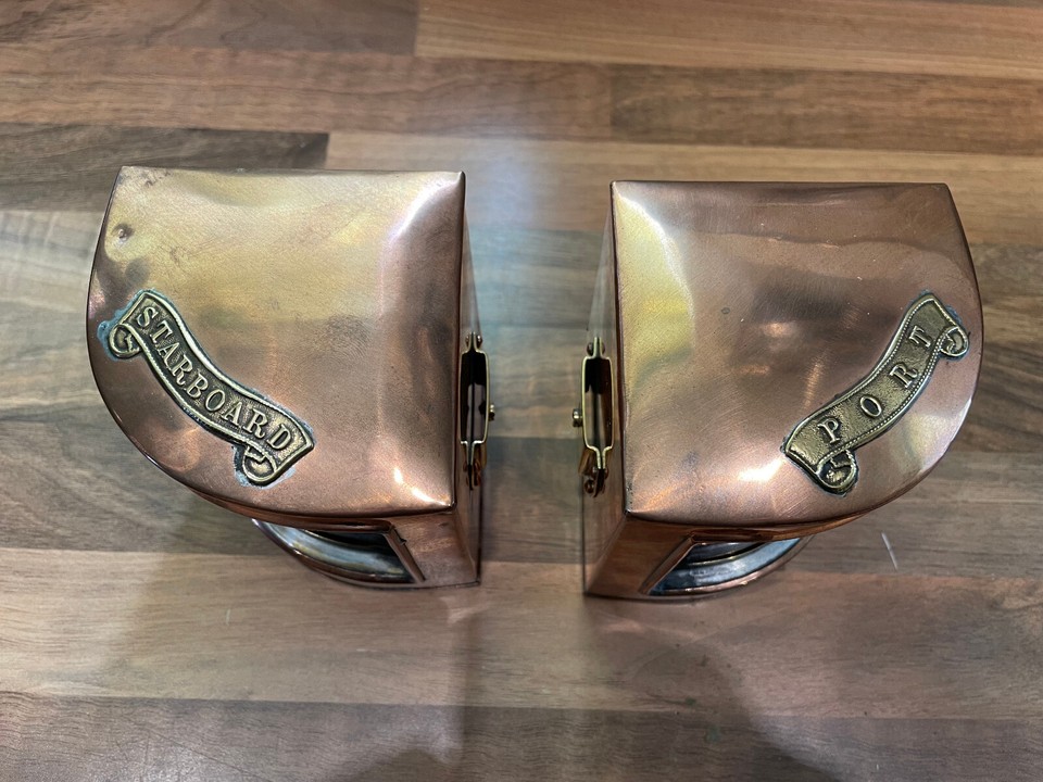 Pair Original Copper Ships Navigation Lights Nautical Maritime Marine