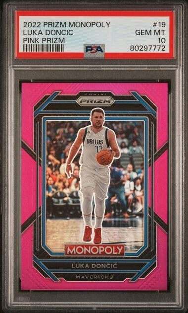 LUKA DONCIC 2022 PANINI PRIZM MONOPOLY #19 PINK PRIZM /149 PSA 10