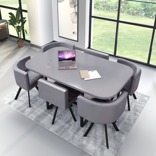 White Wooden Dining Table & 6 Chairs Rretro - Picture 20 of 24