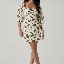 ASTR THE LABEL Heather Smocked Back Cutout Linen Dress Size Small EUC