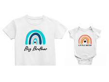 Big Brother Rainbow, little/lil sister, sibling Matching Outfits, baby reveal