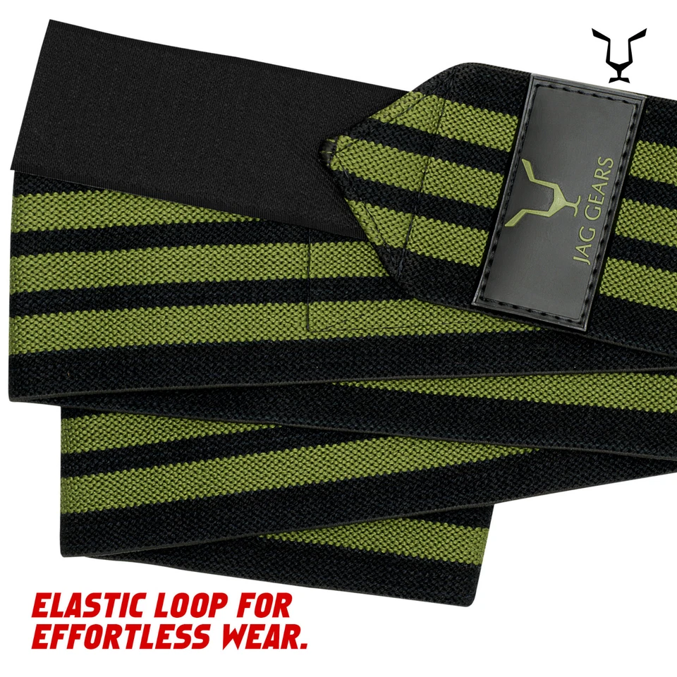 Jag Elbow Wrap Straps Elasticated Sleeves Elbow Support Wraps Pair Weightlifting - Image 3 of 4