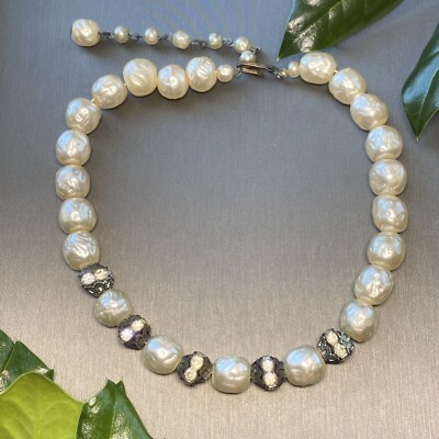 Vintage Pearl Choker Necklace Estate Jewelry Pre-Owned HUGE Haskell Era Baroque