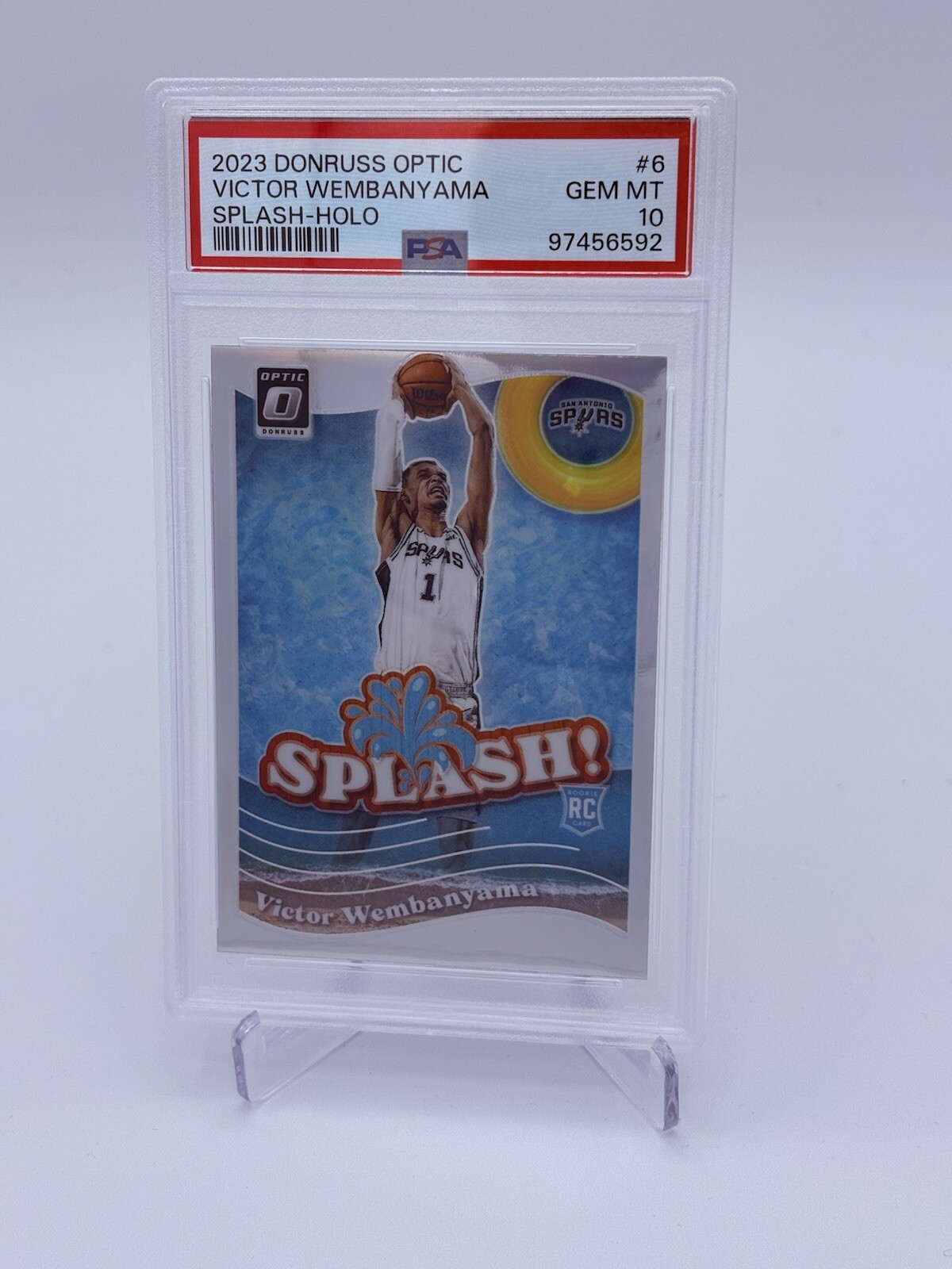 2023-24 Donruss Optic - Splash! Victor Wembanyama (RC) Holo Prizm PSA 10 Spurs