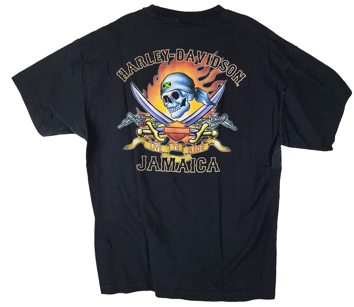 Harley-Davidson Jamaica Live To Ride Black Gold Short Sleeve T 