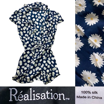 Realisation Par Valentina Silk Mini Dress Women s size X-Small in Daisy Print